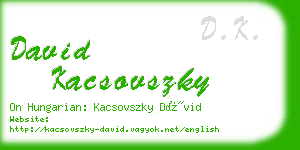 david kacsovszky business card